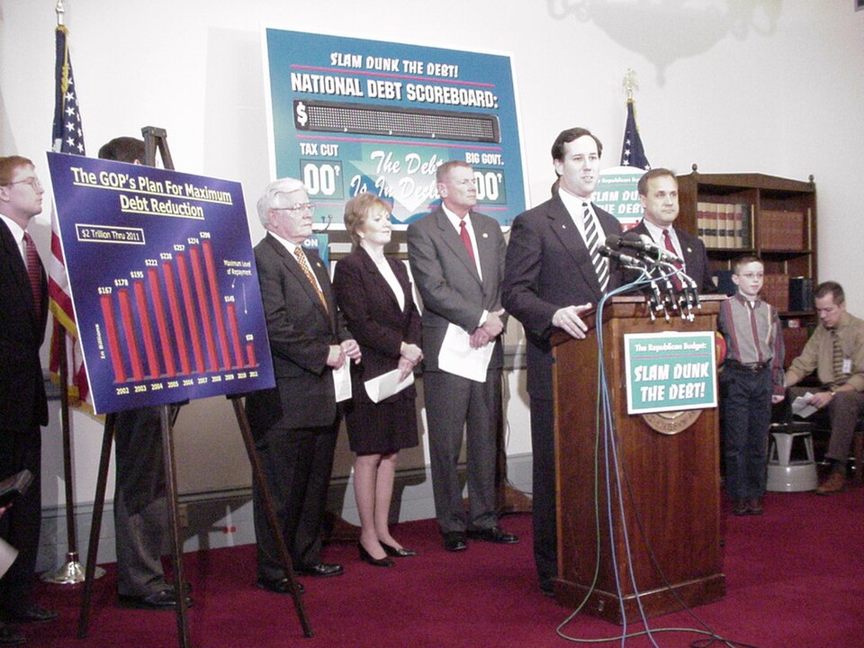 House Budget Chairman — Rick Santorum joins Jim Nussle at a press conference discussing the importance of reducing the national debt